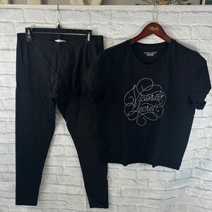Victoria's Secret Black Tee and Leggings Ensemble